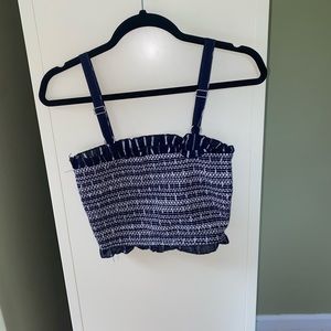Forever 21 white and navy blue crop top